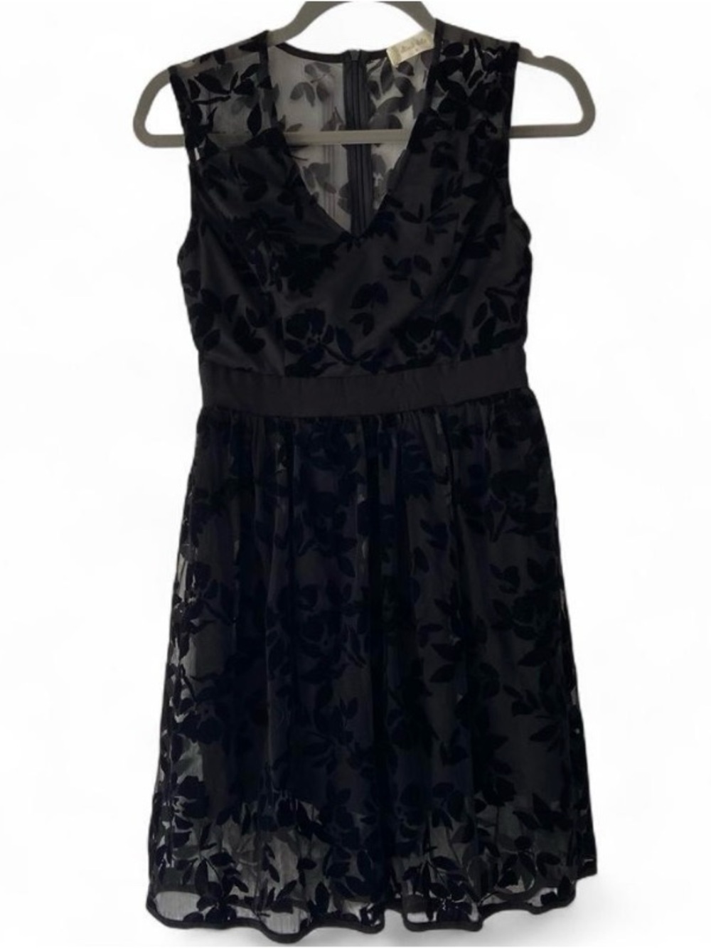 Altar'd State Black Floral Velvet Burnout Mini Dress - Size Small